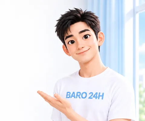 차분한 표정으로 안내하는 남성 3D 인물