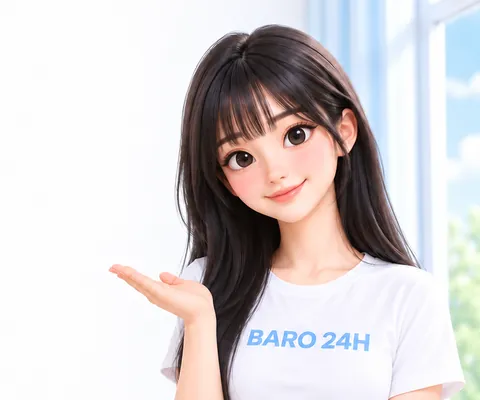 편안한 표정으로 설명하는 여성 3D 인물